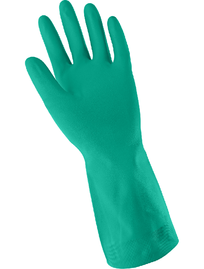 FrogWear®13-Inch, 16-Mil, Sea Green Nitrile Gloves with a Bisque Grip Finish 