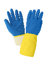 244 Unsupported gloves, blue neoprene over yellow natural rubber, 28-mil thickness