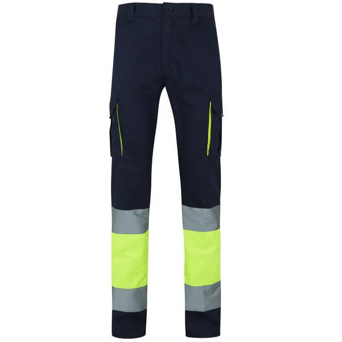 [303007.61/20.02] 303007 HV 100% Cotton Trouser (SM, Navy/HV Yellow)