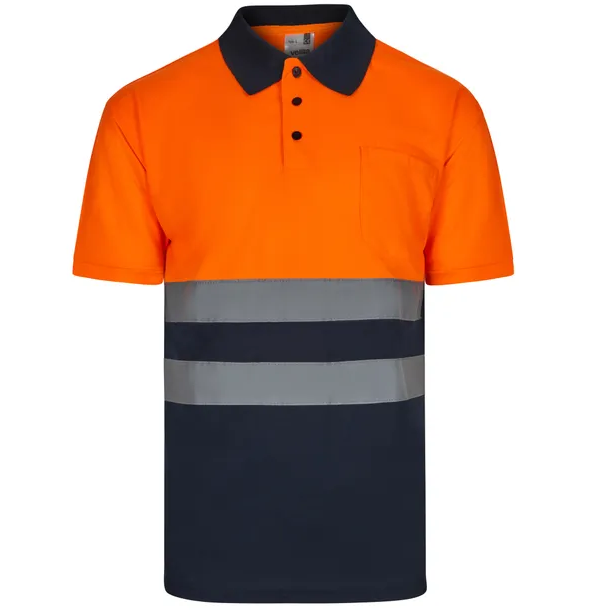 [305504.01/19.02] 305504 HV SS Two-Tone Polo  (SM, Marine/HV Orange)