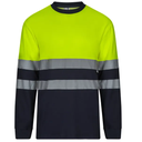 305615 HV Long Sleeve Two-Tone Cotton T-Shirt