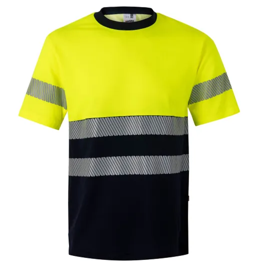 [305509.61/20.02] 305509 RS SS Two-Tone Cotton T-Shirt  (SM, Navy/HV Yellow)