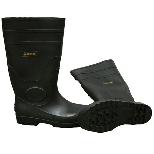 [9258-B06] Ironwear Black 16" PVC ST Rain Boots (06.0)