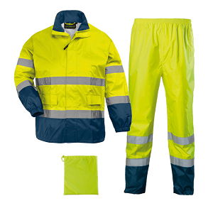 SACLA7HWRY - HI VIZ RAINSUIT YELLOW NAVY POLY