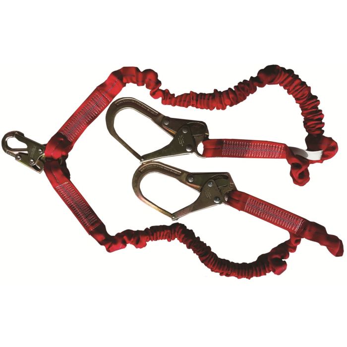 6' TWIN LEG 100% TIE-OFF SHOCK ABSORBING LANYARD W/ SNAP HOOK & REBAR HOOKS