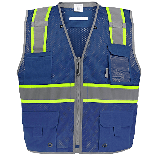 [GLO-067B-07] FrogWear® 6-Pocket Surveyor's Vest Blue (SM)