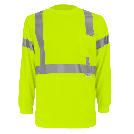 [GLO-008LS-08] Frogwear HV Self-Wicking Long-Sleeved Shirt with Reflective Lime (MD)