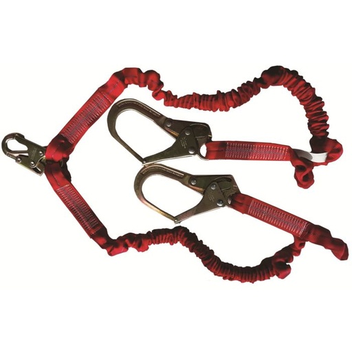 [RTZL6FTR] 6' TWIN LEG 100% TIE-OFF SHOCK ABSORBING LANYARD W/ SNAP HOOK & REBAR HOOKS
