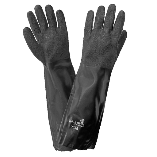 [GLB718R] JERSEY LINER DOUBLE-COATED WITH BLACK PVC 18-INCH CHEMICAL HANDLING GLOVES - 718R - XL