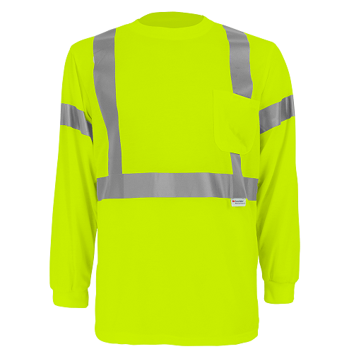 HV Self-Wicking Long-Sleeved Shirt with Reflective Lime