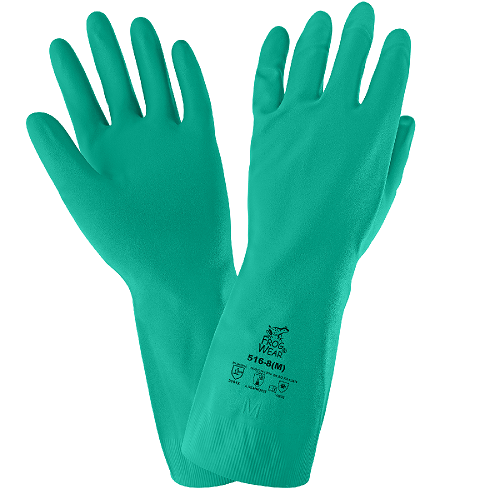 FrogWear®13-Inch, 16-Mil, Sea Green Nitrile Gloves with a Bisque Grip Finish 